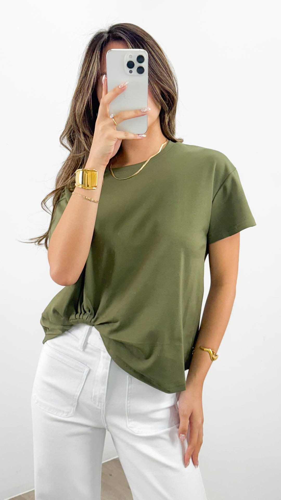 ESTHER EASY TUCK TEE - OLIVE