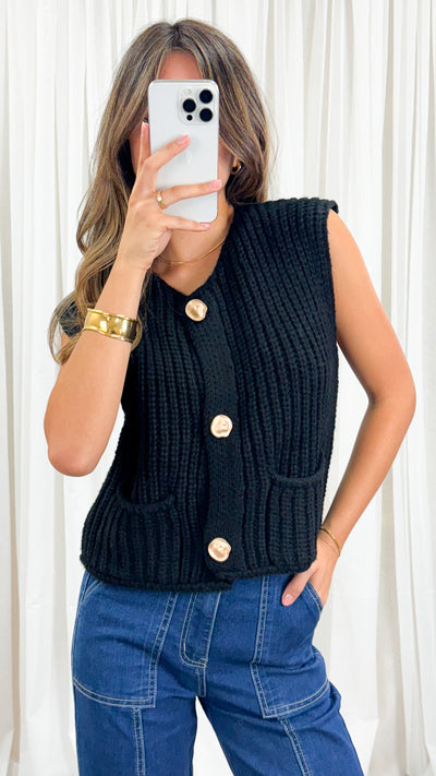 CHARLES KNIT VEST - BLACK