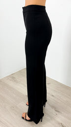 DALTON STRETCH JERSEY HIGH WAISTED STRAIGHT LEG PANT - BLACK