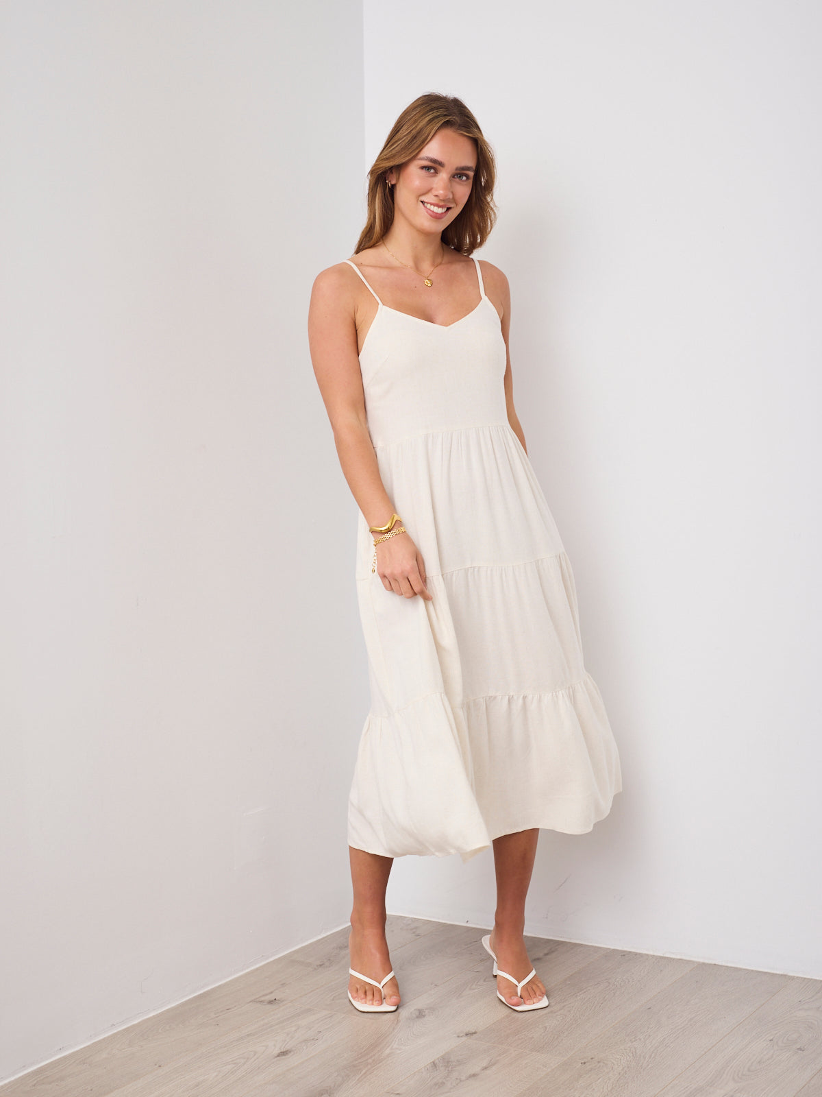 ARIN LINEN DRESS - STONE