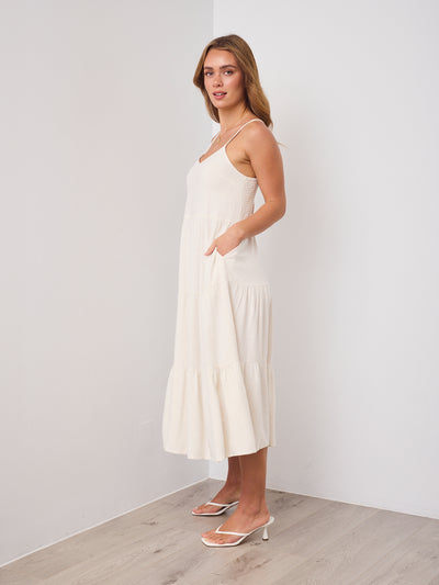ARIN LINEN DRESS - STONE