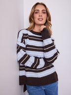 CHARLES KNIT - BLUE/CHOCOLATE