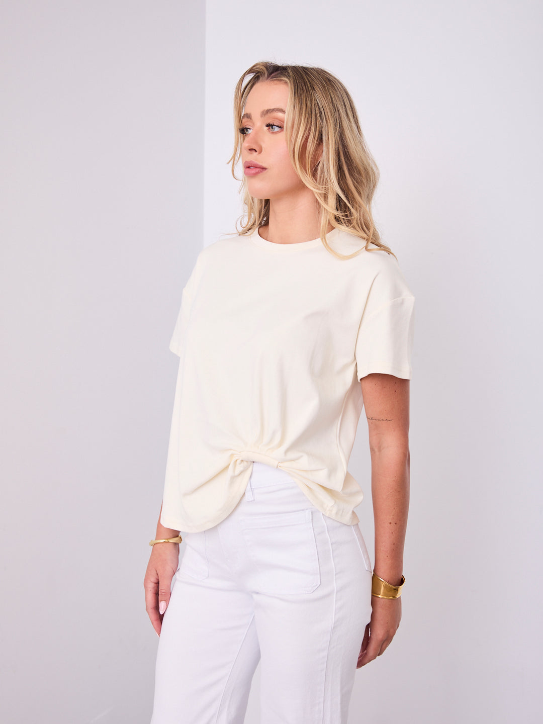 ESTHER EASY TUCK TEE - CREAM
