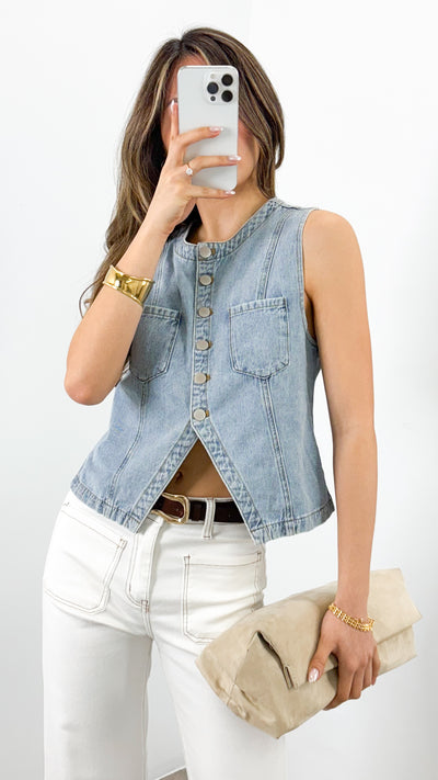 EMIKO DENIM VEST - BLUE