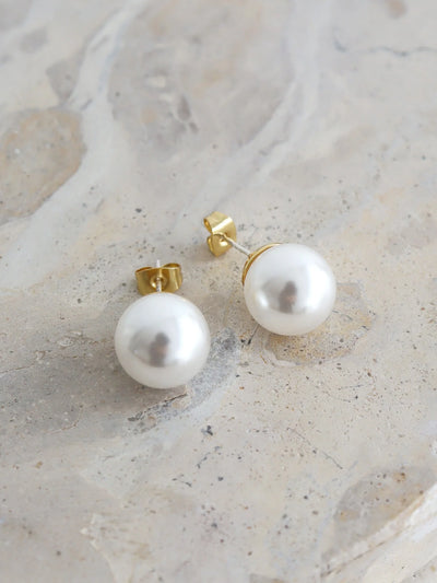 MARISOL GLASS PEARL 18K GOLD PLATED EARRINGS - GOLD