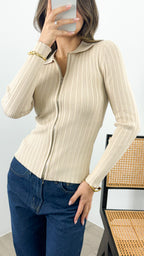 DENISE ZIP KNIT - CREAM