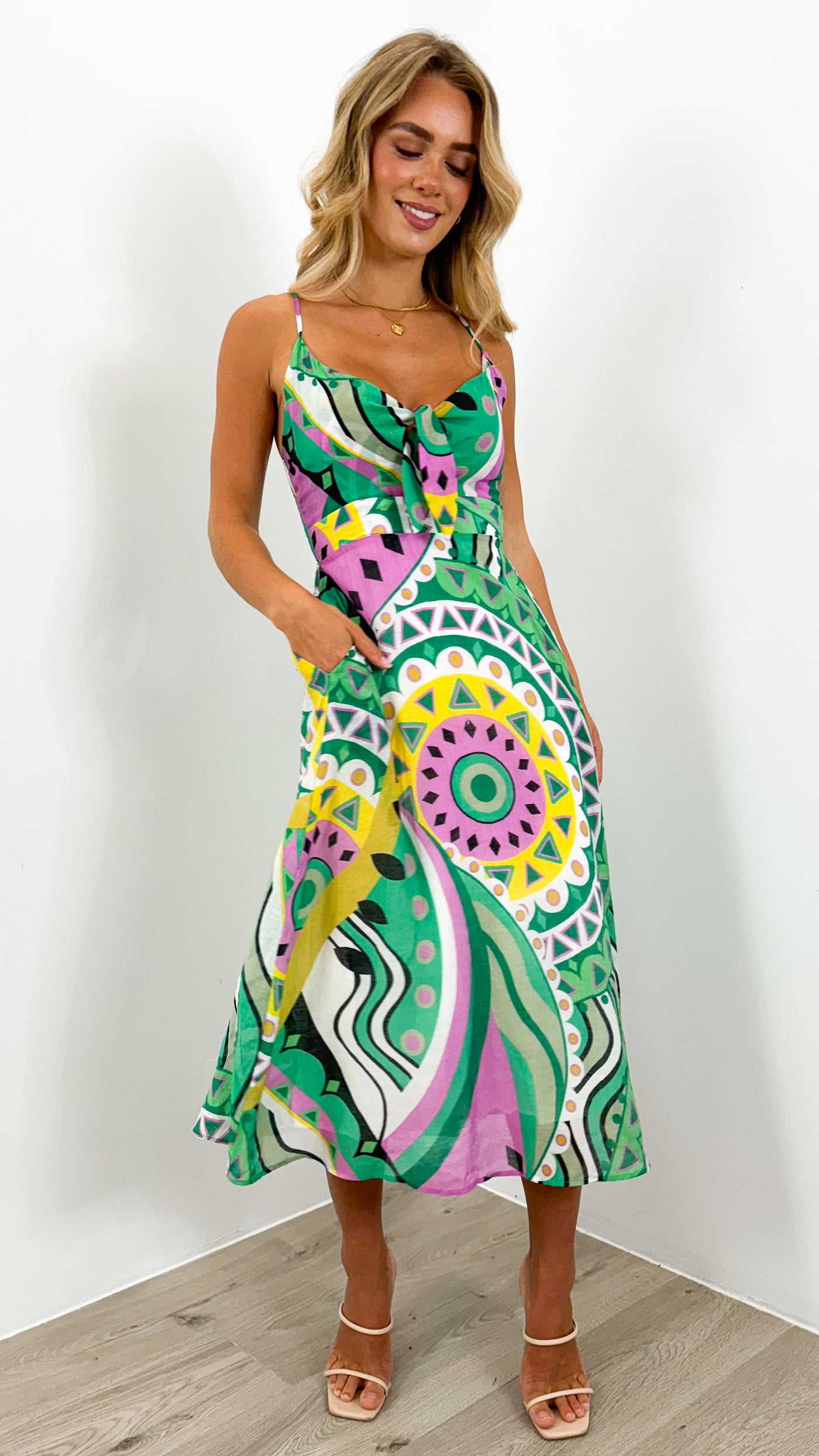 DULCIE DRESS - GREEN PRINT