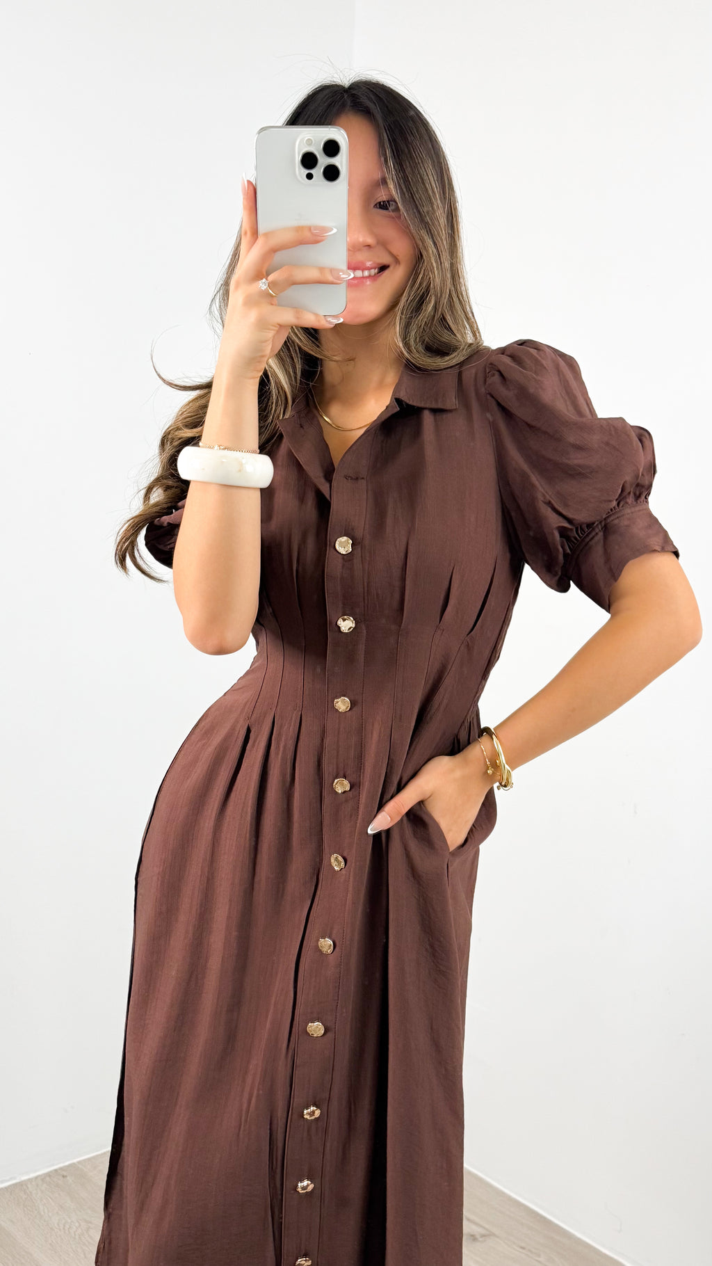 CASSANDRA DRESS - CHOCOLATE