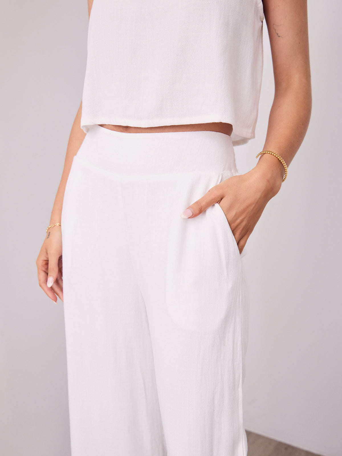 MEMPHIS 7/8 LINEN PANT - WHITE