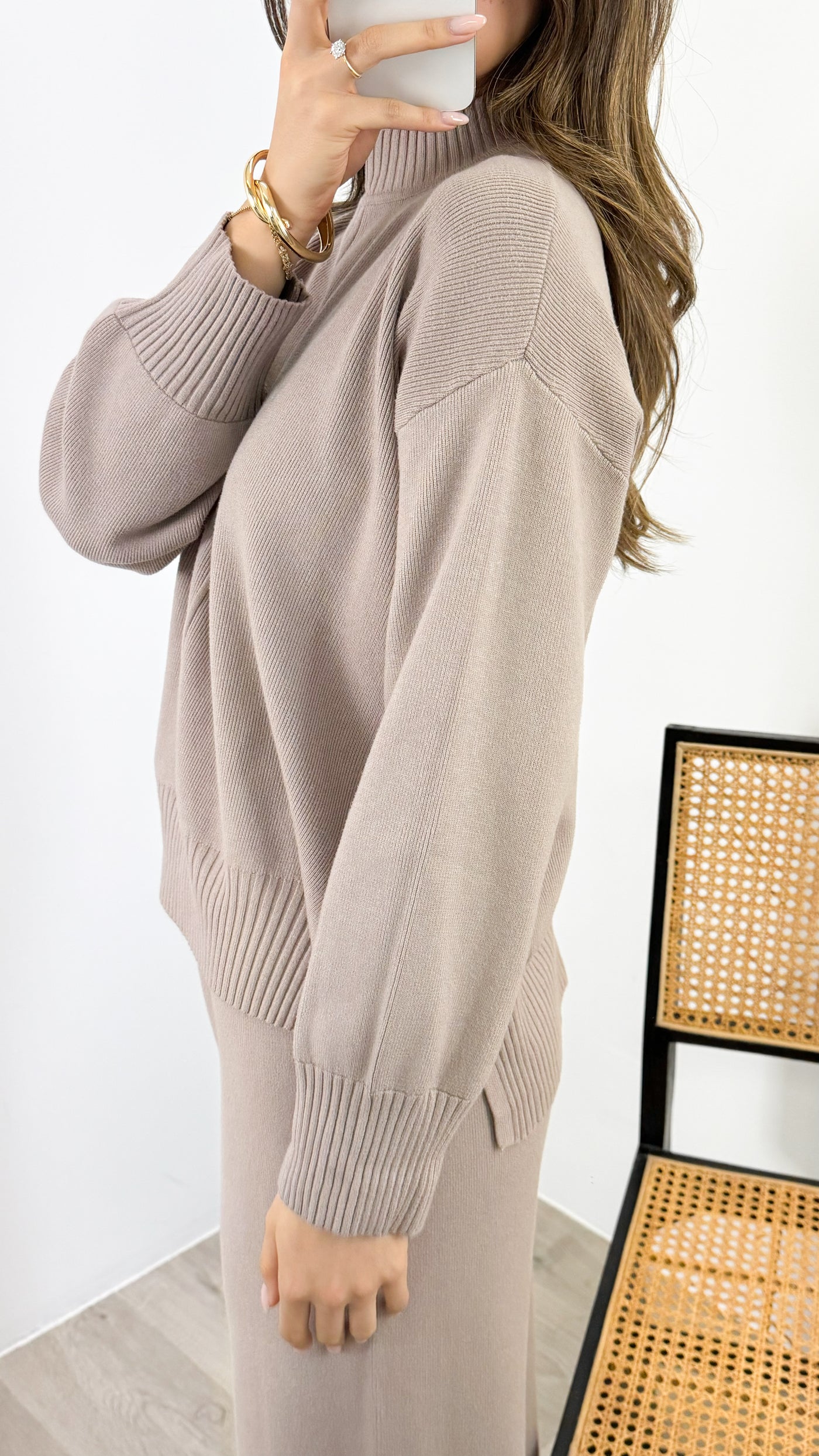 DELTA KNIT TOP - MUSHROOM