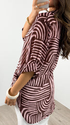 SHANI SHIRT - PINK/CHOCOLATE
