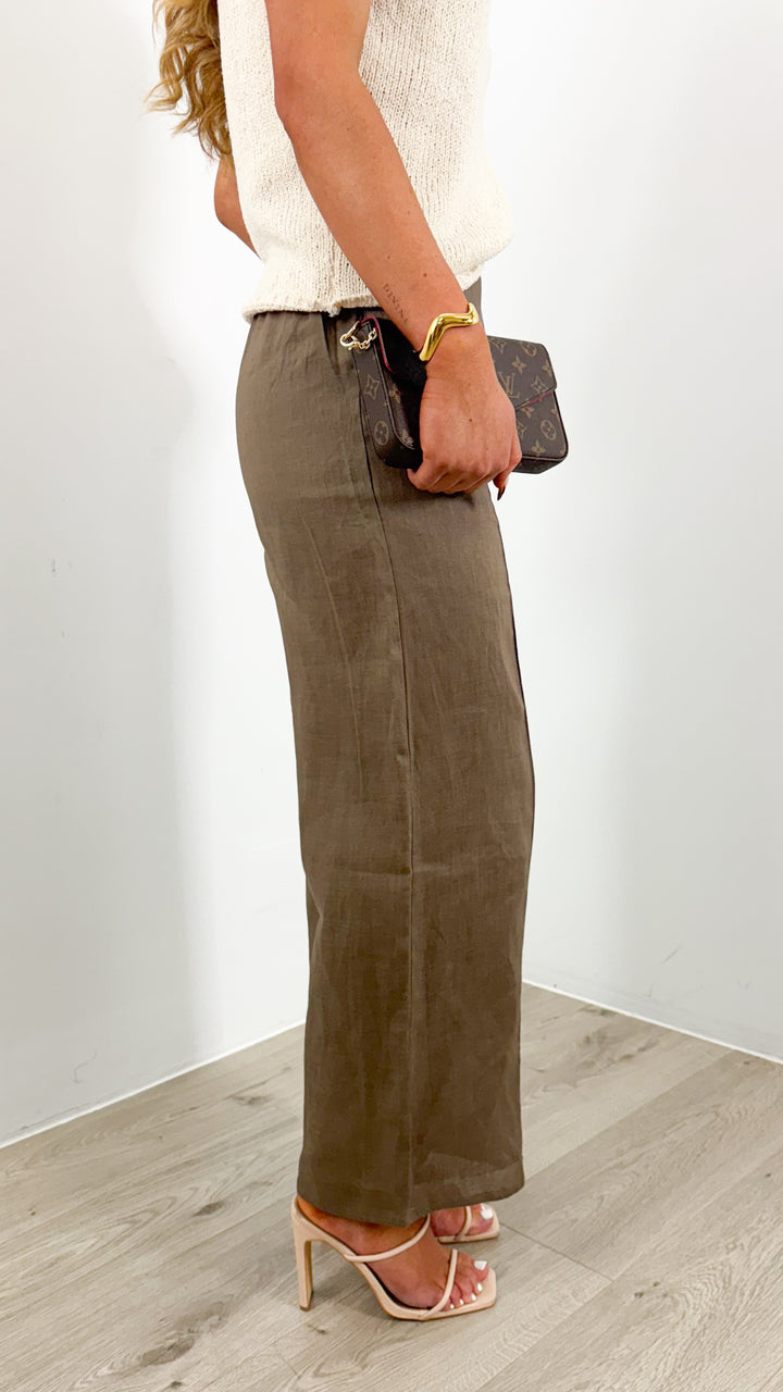 BAKER LINEN PANT - CHOCOLATE