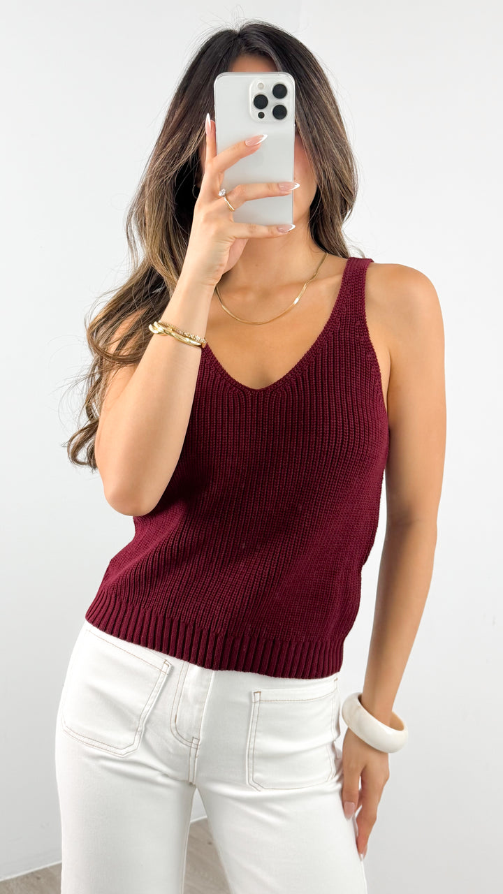 ANNIKA KNIT TANK TOP - WINE