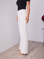 DALTON STRETCH JERSEY HIGH WAISTED STRAIGHT LEG PANT - WHITE