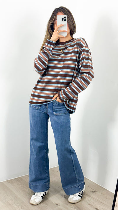 BOWEN STRIPE TOP - TAN