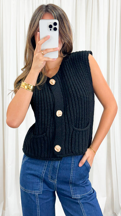 CHARLES KNIT VEST - BLACK