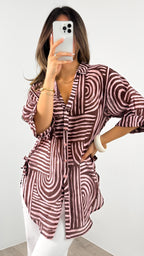 SHANI SHIRT - PINK/CHOCOLATE