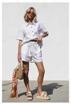 BARNEY DENIM SHIRT & SHORT SET - WHITE