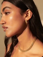 SQUARE CHAIN HOOP 18K GOLD EARRINGS - GOLD