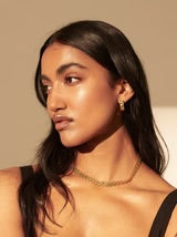 SQUARE CHAIN HOOP 18K GOLD EARRINGS - GOLD