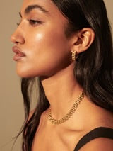 SQUARE CHAIN HOOP 18K GOLD EARRINGS - GOLD