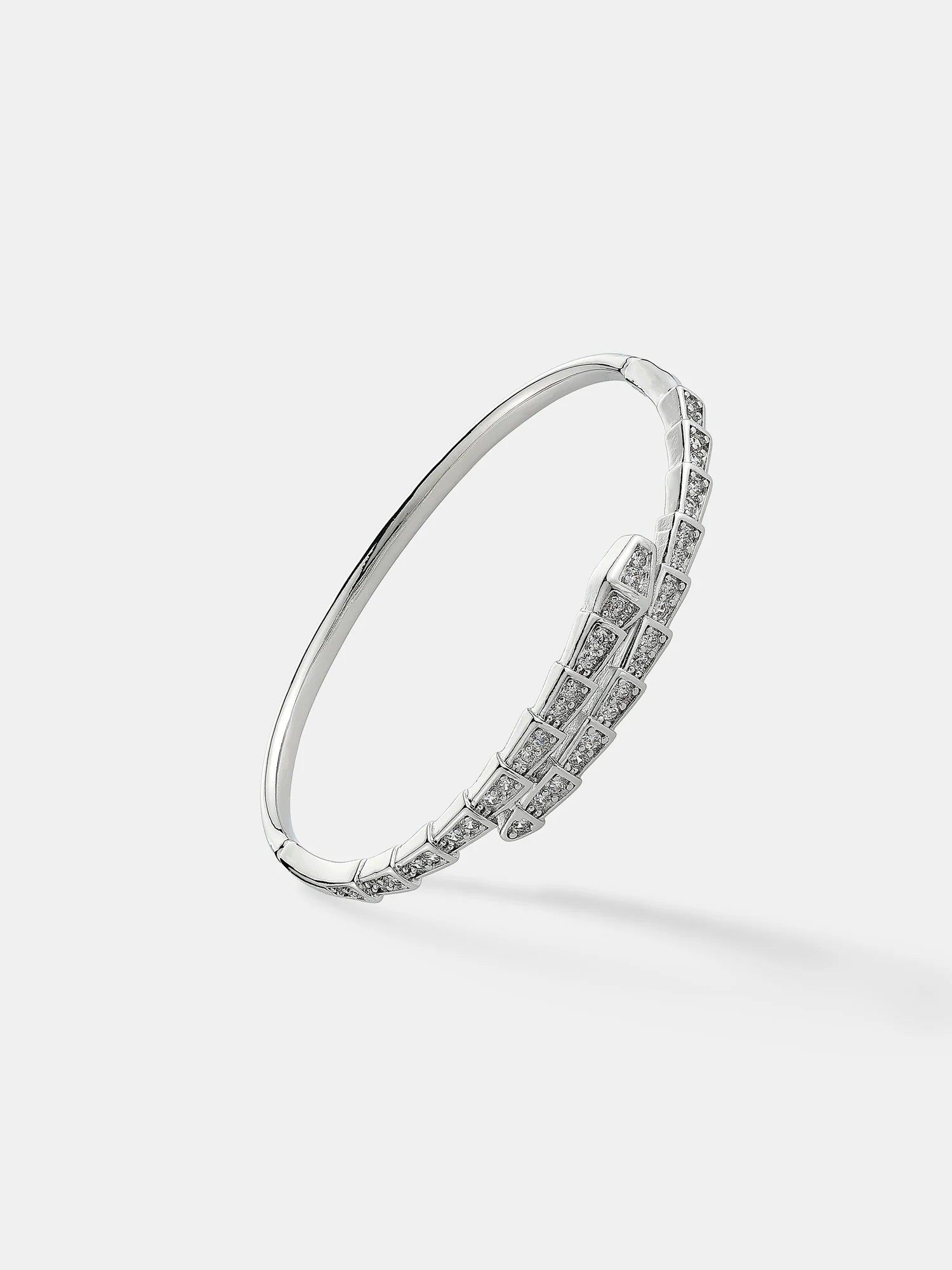 SEREN DIAMANTE STERLING SILVER PLATED BANGLE - SILVER