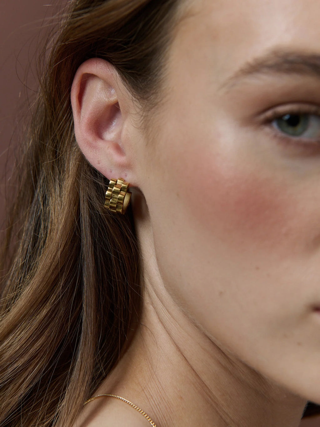 RIPPLE 18K GOLD PLATED EARRINGS - GOLD
