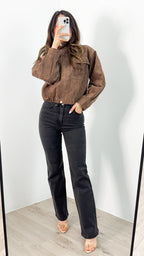 TULLY BOMBER JACKET - CHOCOLATE