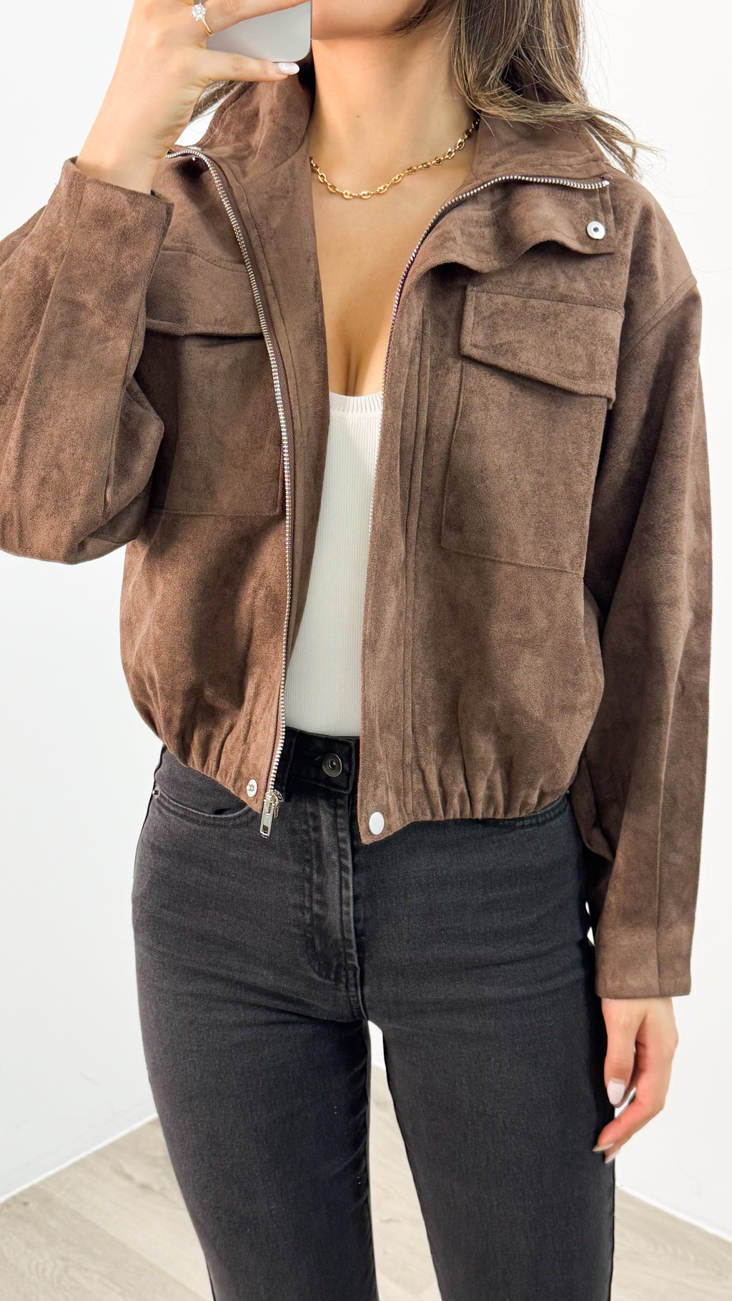 TULLY BOMBER JACKET - CHOCOLATE