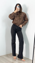 TULLY BOMBER JACKET - CHOCOLATE