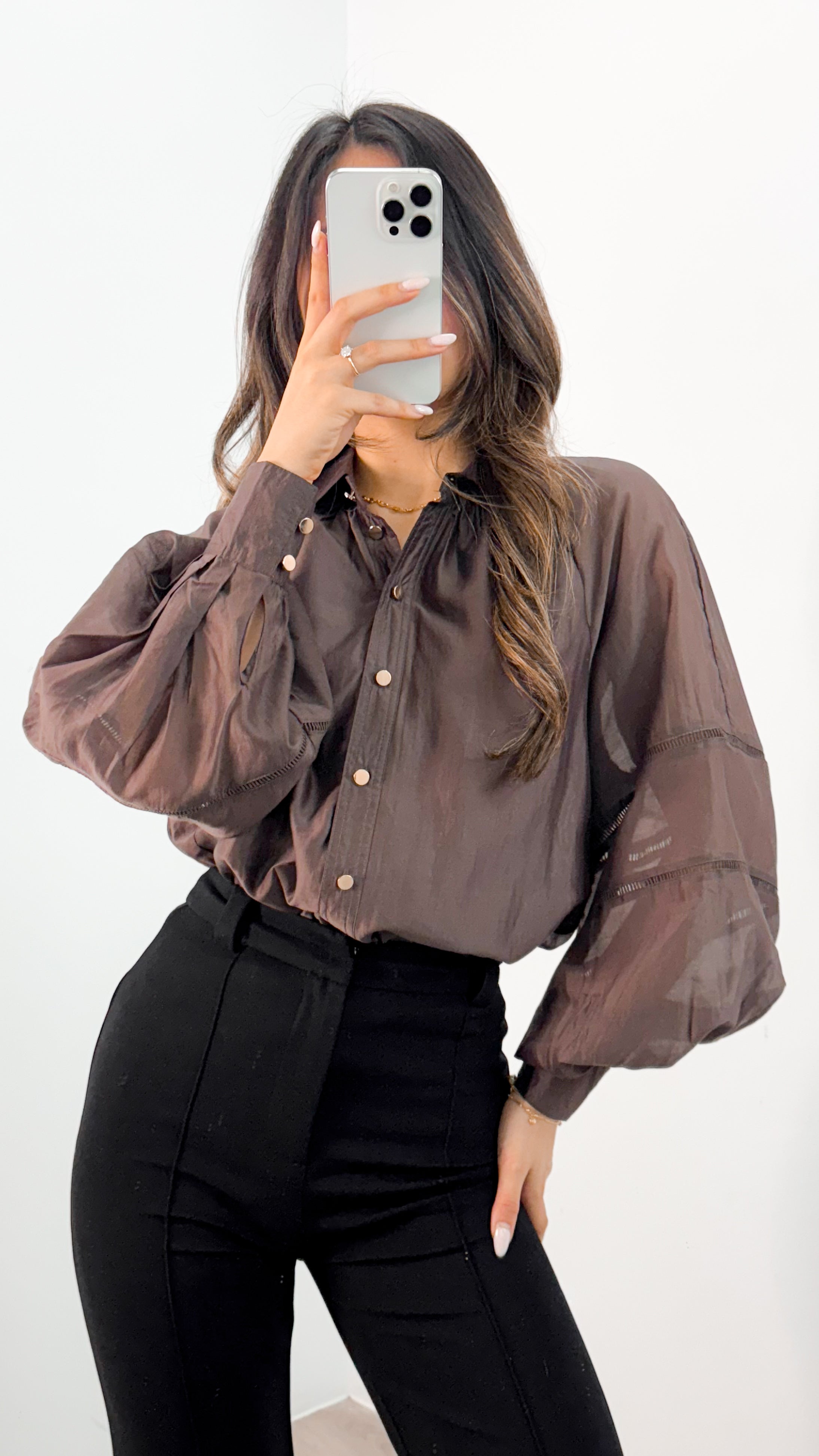 AMORE BLOUSE - CHOCOLATE