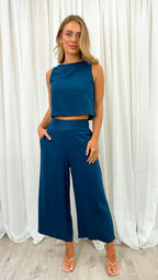 MEMPHIS 7/8 LINEN PANT - NAVY