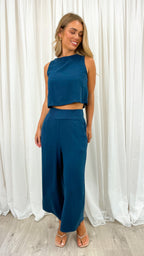 MEMPHIS 7/8 LINEN PANT - NAVY