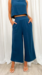 MEMPHIS 7/8 LINEN PANT - NAVY