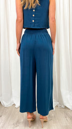 MEMPHIS 7/8 LINEN PANT - NAVY