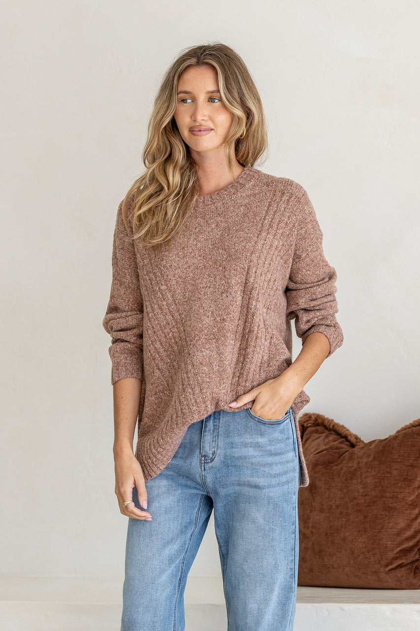 ALESSIA SLOUCH WOOL BLEND KNIT - NUTMEG
