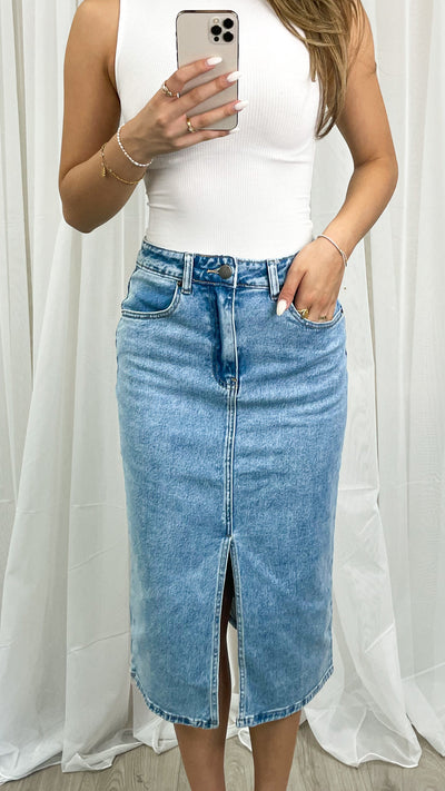 TRELANE SKIRT - DENIM BLUE