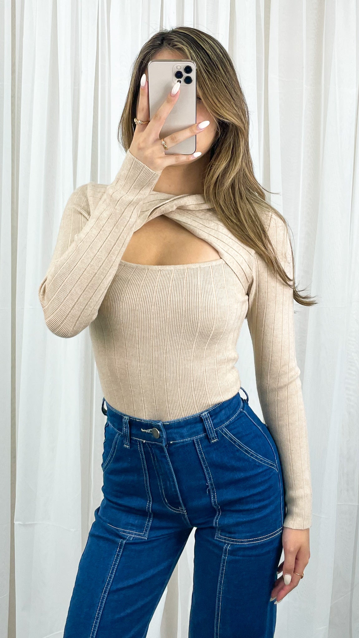 TAMIA KNIT TOP - SAND