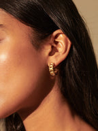 SQUARE CHAIN HOOP 18K GOLD EARRINGS - GOLD