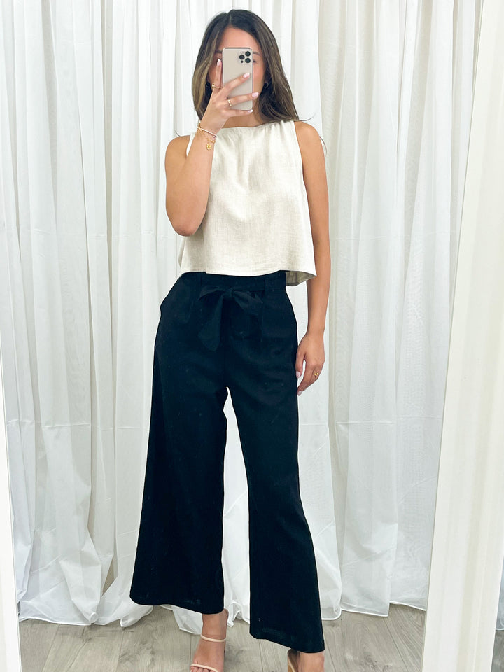 YELENA LINEN PANT - BLACK