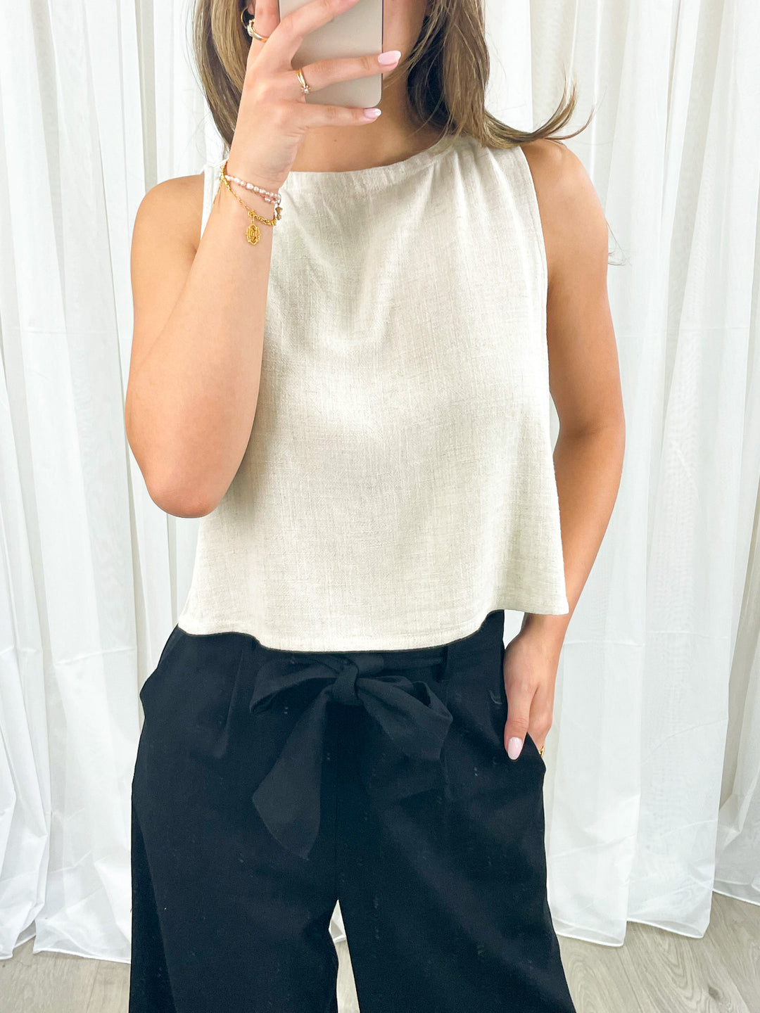 YELENA LINEN PANT - BLACK