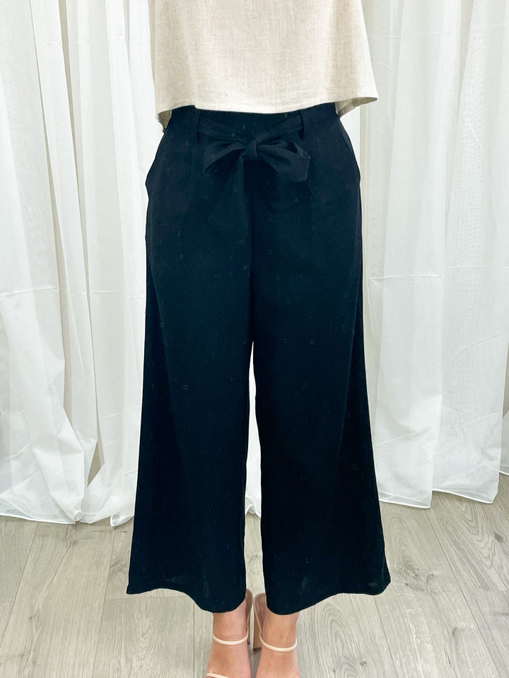 YELENA LINEN PANT - BLACK