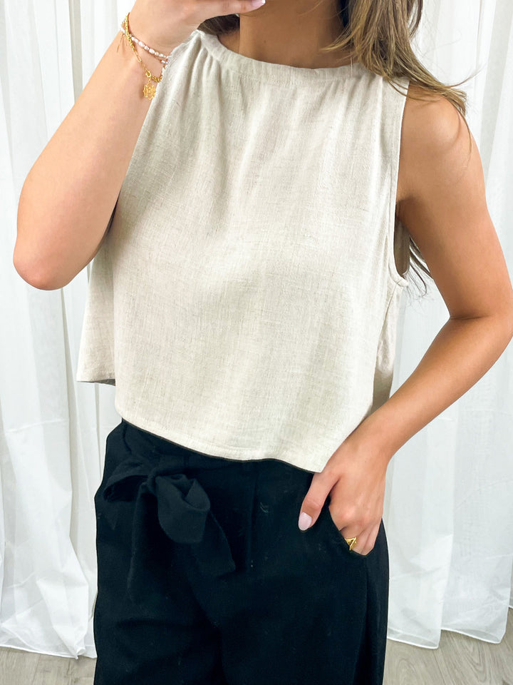 YELENA LINEN PANT - BLACK