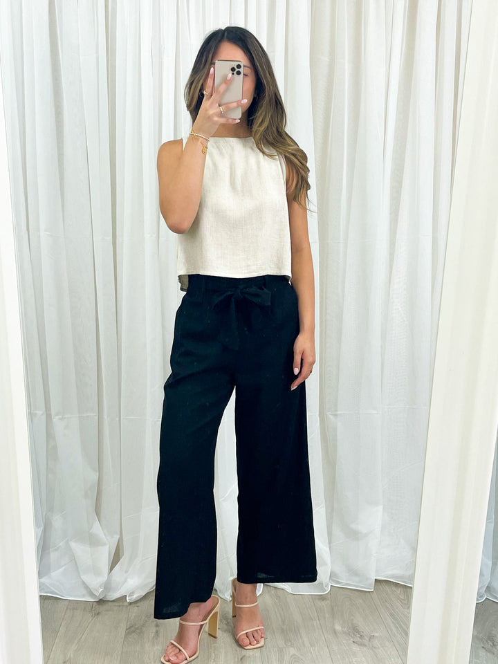 YELENA LINEN PANT - BLACK
