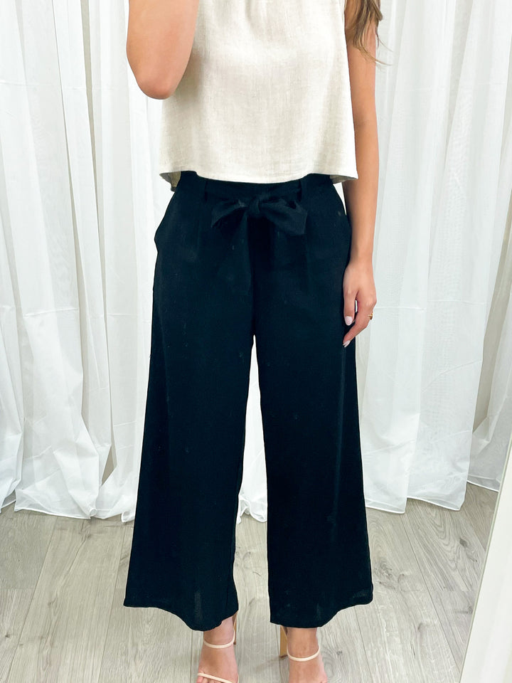 YELENA LINEN PANT - BLACK