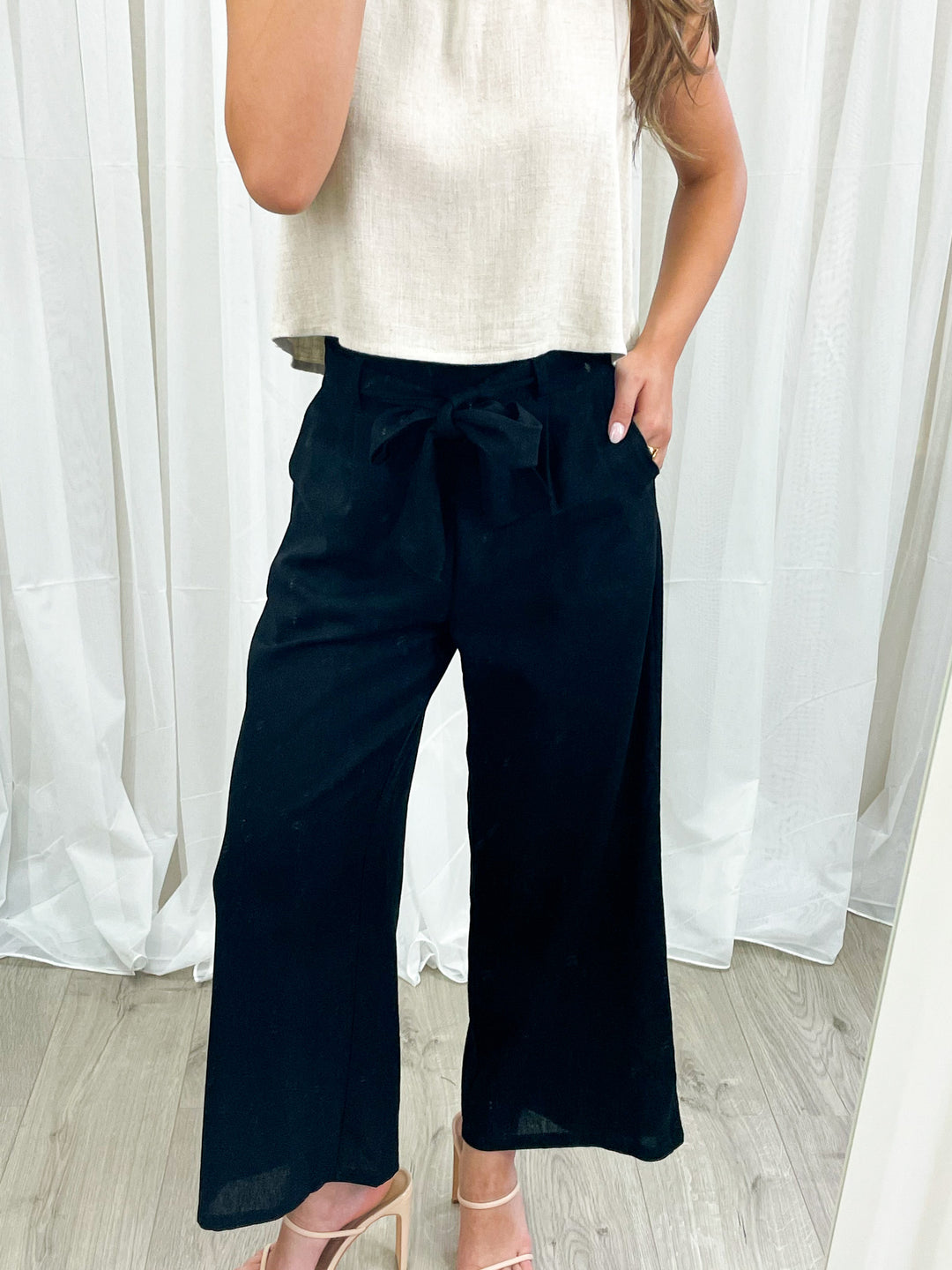 YELENA LINEN PANT - BLACK