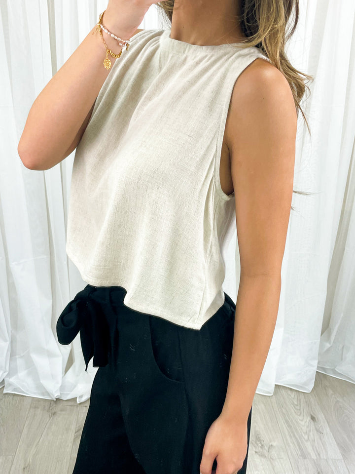 YELENA LINEN PANT - BLACK