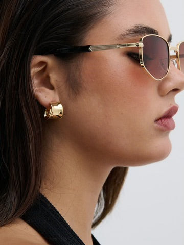 EDDY 18K GOLD PLATED FLAT HOOPS - GOLD