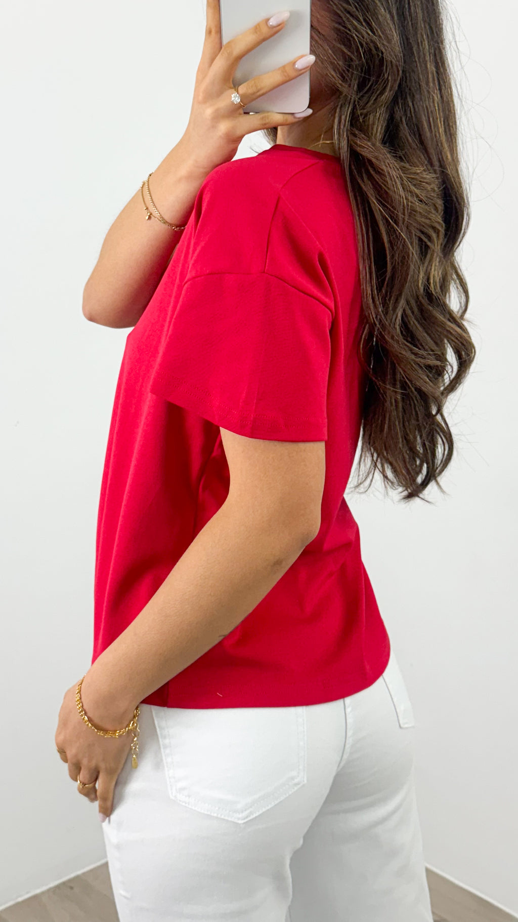 ESTHER EASY TUCK TEE - RED