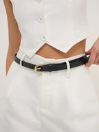 LOMANCE SKINNY BELT - BLACK/GOLD